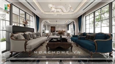 Lộ diện mẫu trang trí phòng khách biệt thự 