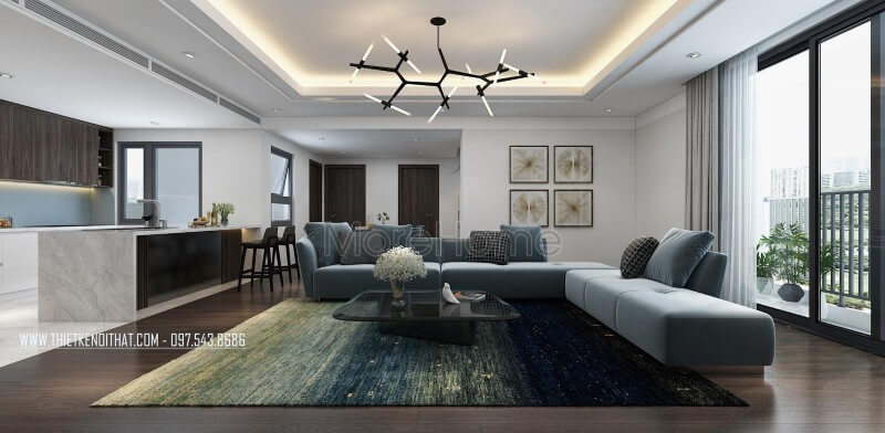 Không gian phòng khách thực sự thoáng đãng, gọn gàng với diện tích căn tương đối lớn cùng với sự bố trí đồ nội thất hài hòa của KTS Xem ngay các mẫu thiết kế phòng khách ưa chuộng nhất hiện nay