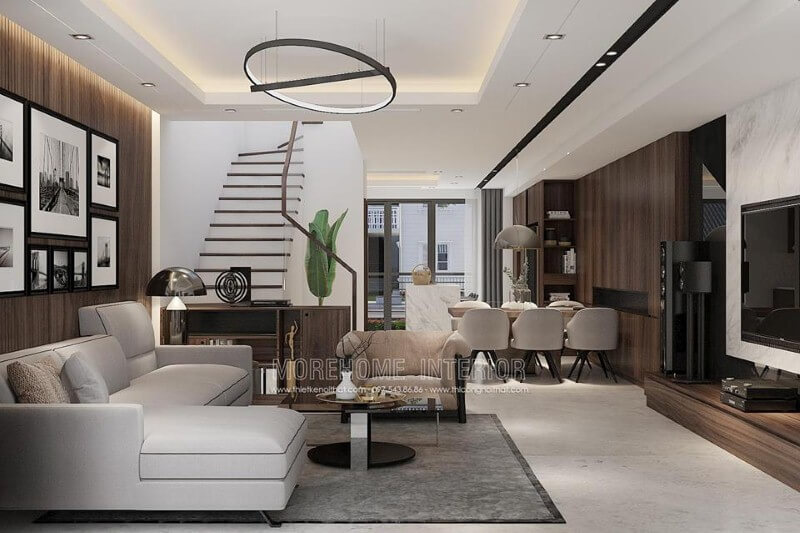 Bố trí nội thất phòng khách liền bếp đẹp sang trọng cho chung cư, biệt thự, nhà phố, nhà liền kề. Thiết kế nội thất biệt thự