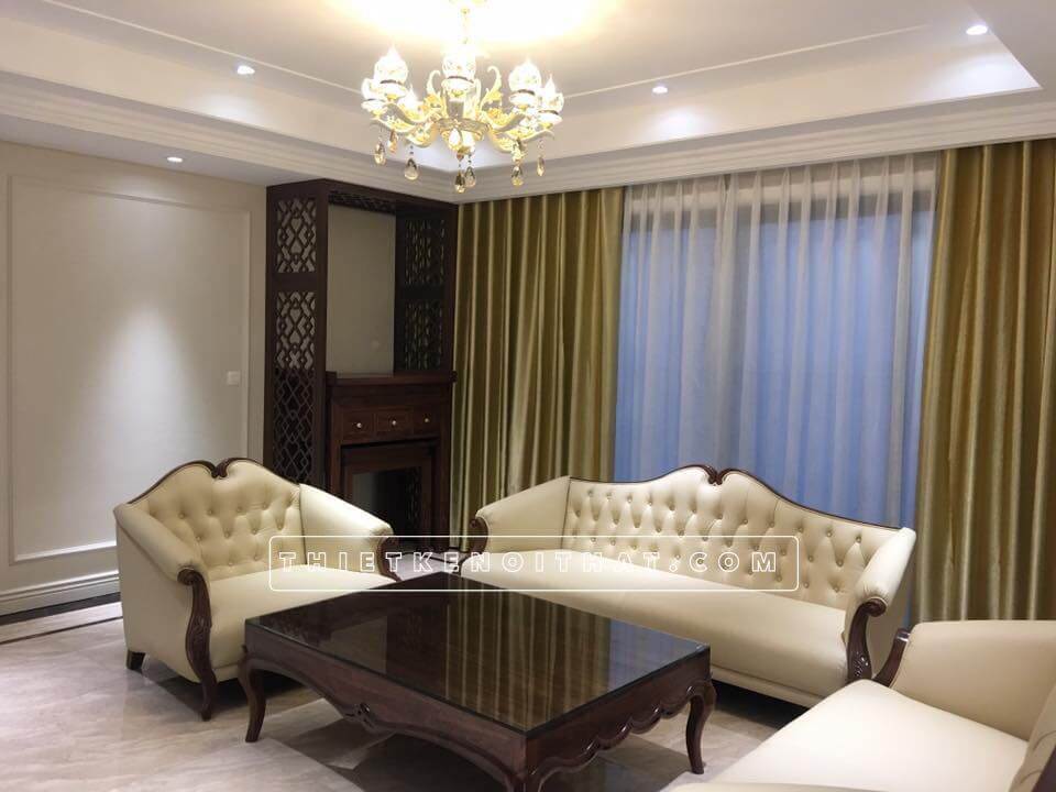 Hút mắt với sản phẩm sofa tân cổ điển gỗ óc chó bọc da Mẫu sofa gỗ óc chó sang trọng