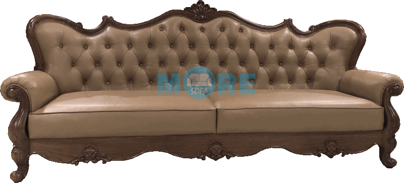 Sofa tân cổ điển Gỗ tự nhiên Óc chó, bọc da thật nhập khẩu cao cấp cùng tông tạo cảm giác ấm cúng cho phòng khách Mẫu sofa gỗ óc chó sang trọng