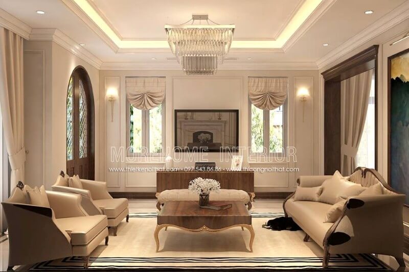 Sofa phòng khách biệt thự gỗ tự nhiên với độ chắc chắn cao, có khả năng chịu lực tốt và có khả năng uốn cong tốt, đây làm sản phẩm tuyệt vời dành cho gia chủ Mẫu sofa gỗ óc chó sang trọng