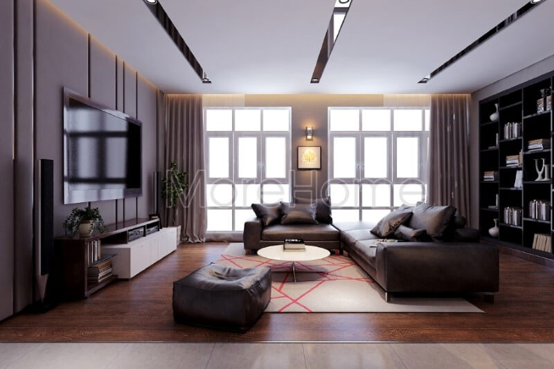 Bộ sofa hiện đại khung gỗ tự nhiên bọc da cao cấp để lại ấn tượng thu hút bất kì mọi ánh mắt người nhìn Mẫu nội thất chung cư đẹp