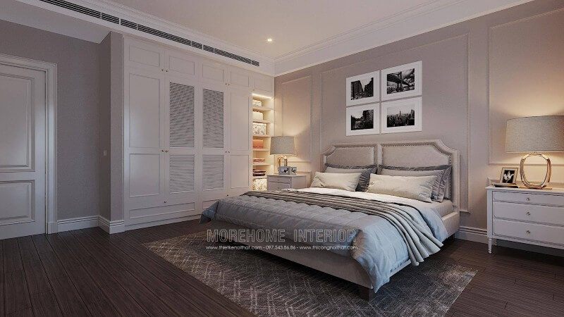 Mẫu giường ngủ bọc nỉ có chân đẹp cho phòng ngủ vợ chồng