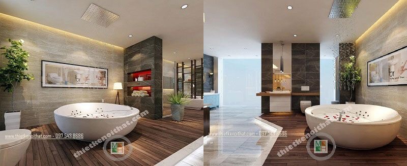 Mẫu thiết kế không gian phòng tắm đẹp với các thiết bị nội thất cao cấp mang đến một căn phòng tắm lí tưởng.