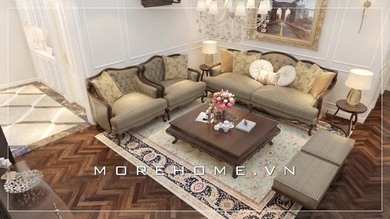 Bàn trà gỗ óc chó cung cấp sự đẹp và sang trọng cho không gian căn phòng.